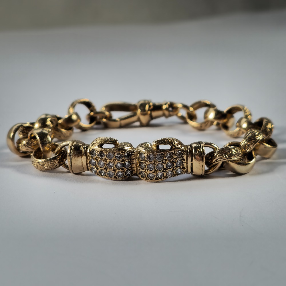 9ct Gold *CZ* Boxing Glove Belcher Bracelet 6.6" Own4Less